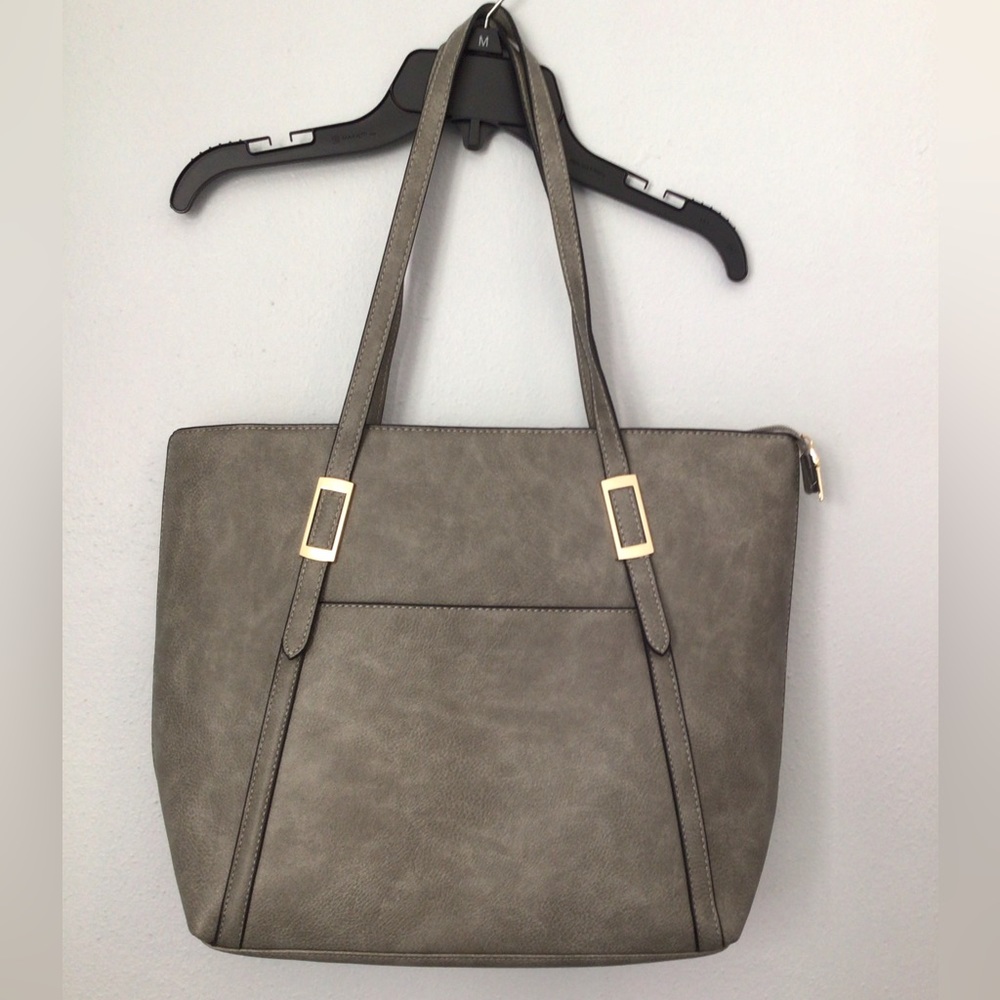 Modern Gray Tote with Gold Accent Hardware